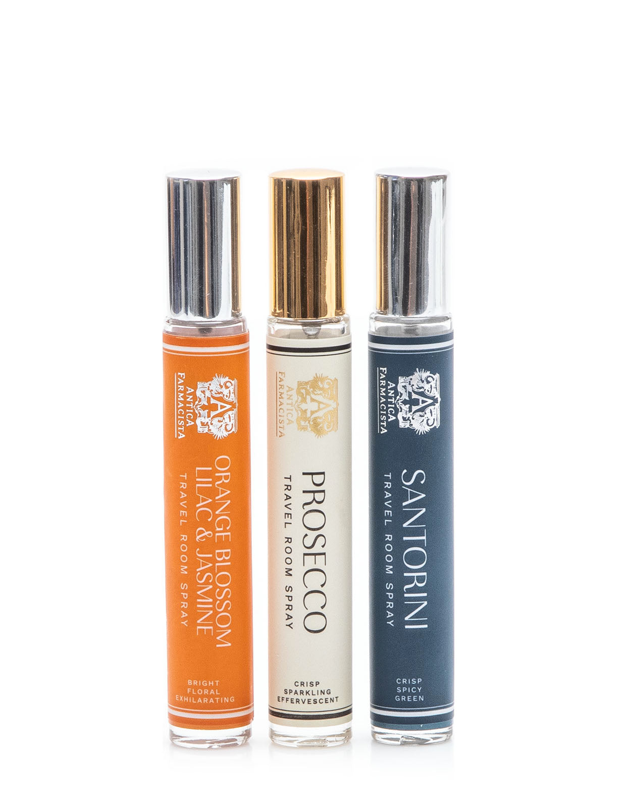 Travel Room Spray Trio – Orange Blossom, Prosecco, Santorini (10ml)